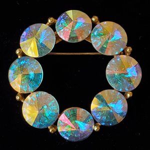 Stunning Vintage Weiss 2" Aurora Borealis Brooch